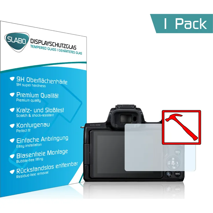 Slabo PREMIUM Panzerglasfolie für Canon EOS M50 KLAR ''Tempered Glass'' 9H Schutzglas Schutzfolie Displayglas