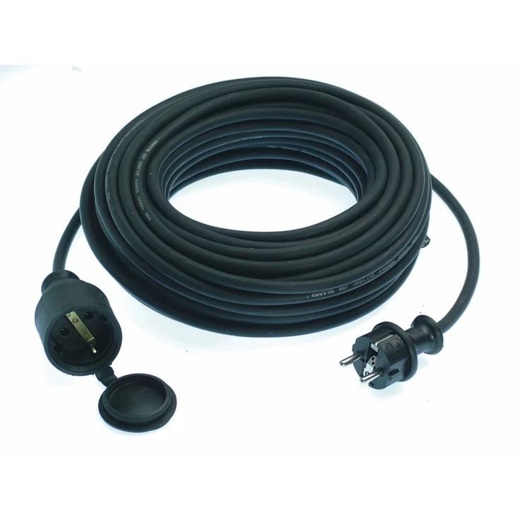 as - Schwabe Gummi-Verlängerungsleitung – 15 m Kabel mit Schutzkontaktwickelstecker, Schutzkontaktkupplung inkl. Schutzkappe ''– 230 V - 16 A Verlängerungskabel – IP44 – Schwarz I 60315 – Bild 1