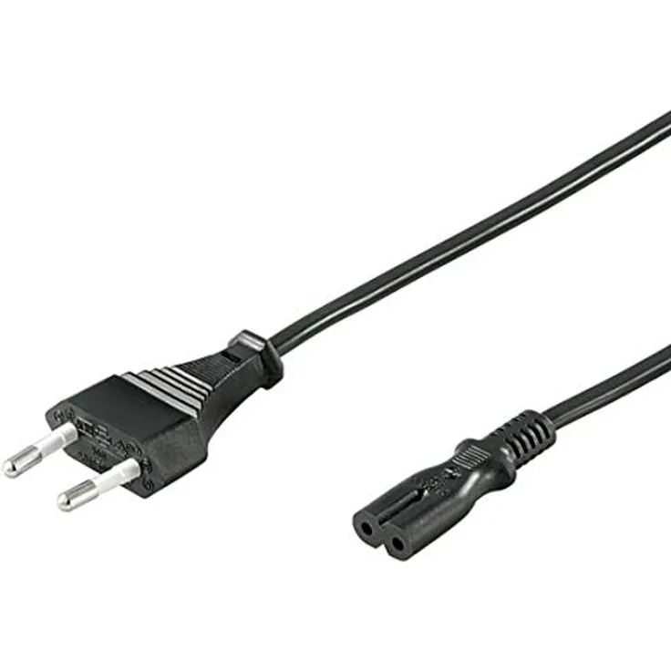 PremiumCord Netzkabel 230V 3m, Stromkabel mit Eurostecker auf Euro Doppelbuchse C7 2 Polig, IEC 320, gerade, Farbe schwarz