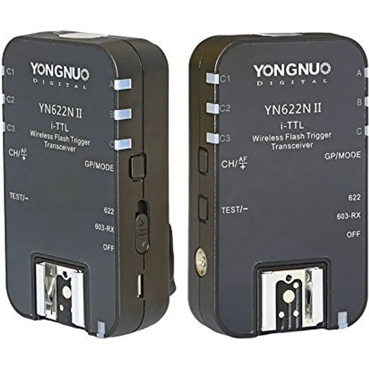 Yongnuo YN622 N-Kit II 2 Transceiver für Nikon (FVL, 603-rx, AA, 7 Kanäle), Schwarz