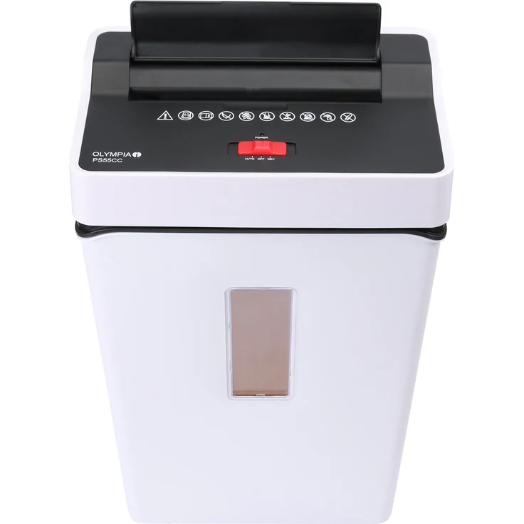 Olympia PS 55 CC Profi Aktenvernichter (mit Partikelschnitt, Sicherheitsstufe P4, Kreditkarte, 10 Blätter 80 g-m², Papierschredder fürs Büro, Papiervernichter, Reißwolf mit Papierkorb, Sichtfenster) – Bild 1