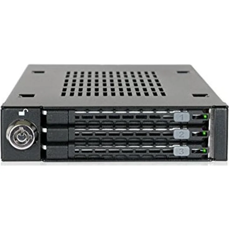 ICY DOCK Wechselrahmen für 3X 2,5 Zoll (6,4cm) SATA SSD-HDD in 1x 3,5 Zoll (8,9cm) - Vollmetall ToughArmor MB993SK-B