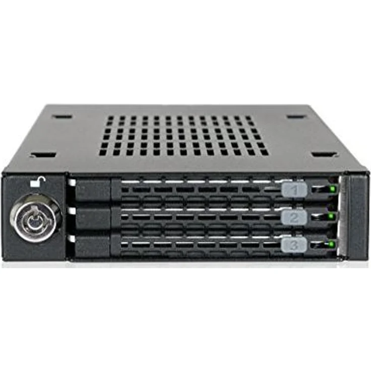 ICY DOCK Wechselrahmen für 3X 2,5 Zoll (6,4cm) SATA SSD-HDD in 1x 3,5 Zoll (8,9cm) - Vollmetall ToughArmor MB993SK-B – Bild 1