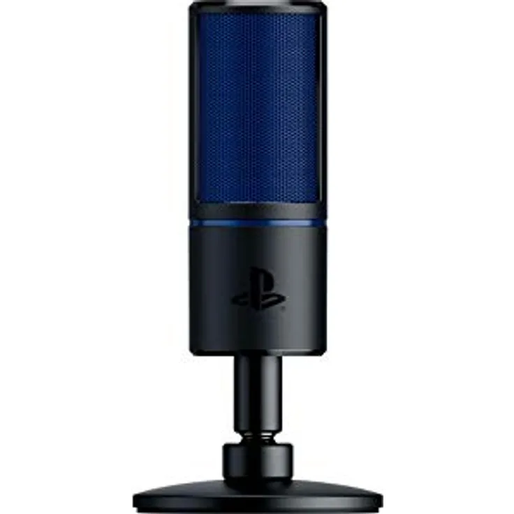 Razer Seiren X PS4 - USB Kondensator-Mikrofon für Streaming auf der PlayStation (Kompakt mit Schockdämpfer, Superniere Aufnahmemuster, latenzfrei, Stumm-Taste) Schwarz-Blau