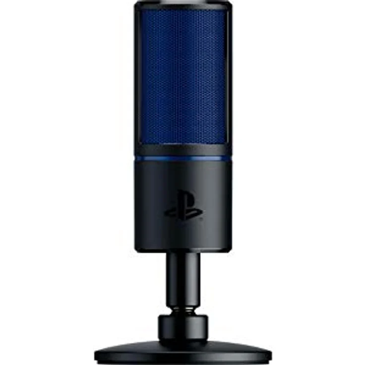 Razer Seiren X PS4 - USB Kondensator-Mikrofon für Streaming auf der PlayStation (Kompakt mit Schockdämpfer, Superniere Aufnahmemuster, latenzfrei, Stumm-Taste) Schwarz-Blau