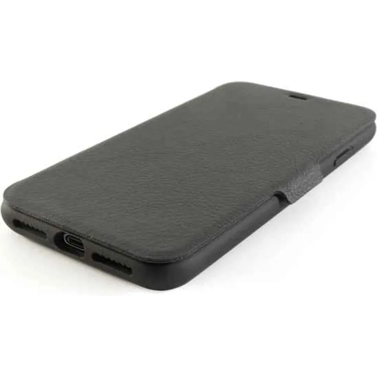 KMP GreenNu ECO Bookcase für iPhone XS Max - schwarz - Schutzhülle-Klapphülle aus biobasiertem Leder - individuell verstellbare Standfunktion + extra Kartenfach