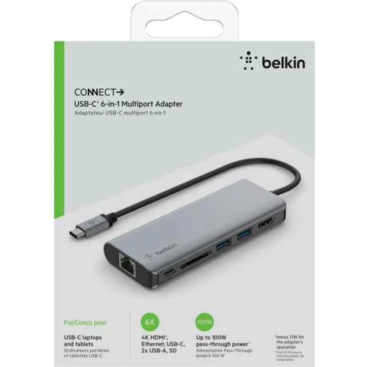 Belkin CONNECT USB-C 6-in-1 Multiport-Adapter AVC008btSGY – Bild 1