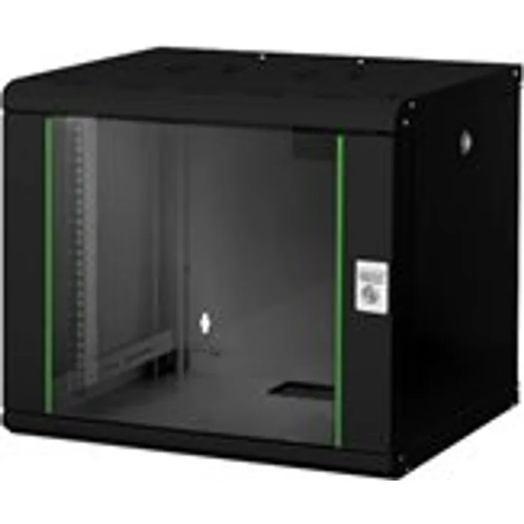 DIGITUS Netzwerk-Schrank 19 zoll 9 HE - Wandmontage - 450 mm Tiefe - Traglast 100 kg - Unique Serie - Glastür - Schwarz