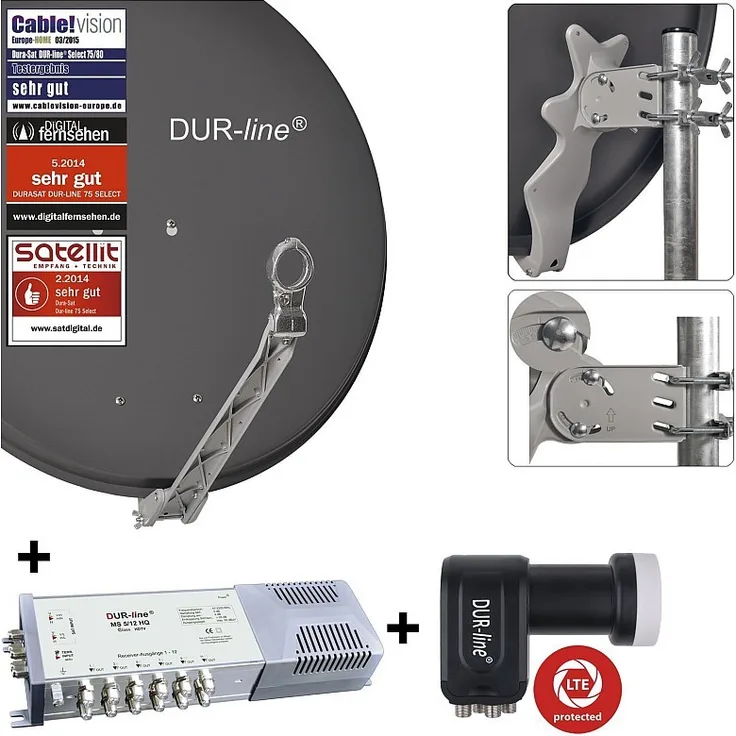 DUR-line Select 75/80cm Komplettanlage anthrazit 1xSAT/12TN