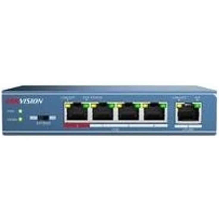 Hikvision DS-3E0105P-E - Switch - nicht verwaltet - 4 x 10/100 + 1 x 10/100 (Uplink) - Desktop - PoE+ (58 W)