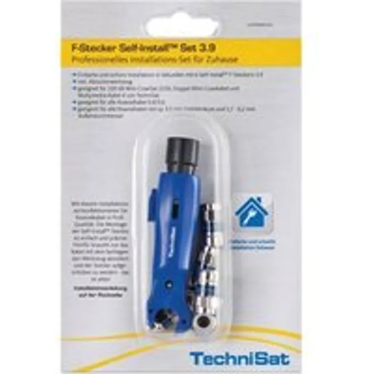TechniSat F-Stecker Self-Install Set 3.9, silber-blau (Set mit 6 F-Steckern) ,