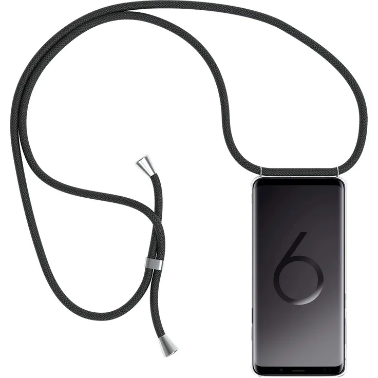 Slabo Halsband Hülle Necklace Kette für Samsung Galaxy S9 INKL. Hülle zum Schutz des Smartphones - SCHWARZ / TRANSPARENT