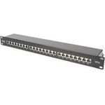 DIGITUS LSA Patch-Panel Cat-6A - 24 Ports - 1 HE - Geschirmt - Klasse EA - Staubschutz-Klappe - Schwarz RAL 9005