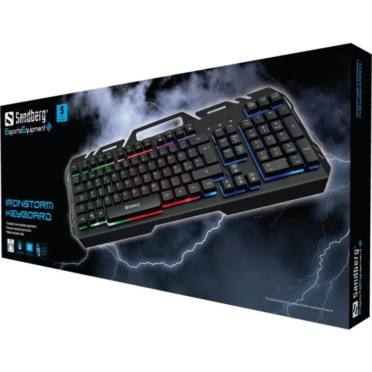 SANDBERG 640-25 - Standard - USB - Membran-Schlüsselschalter - Belgisch - AZERTY - RGB-LED - Schwarz ( 640-25 ) – Bild 2