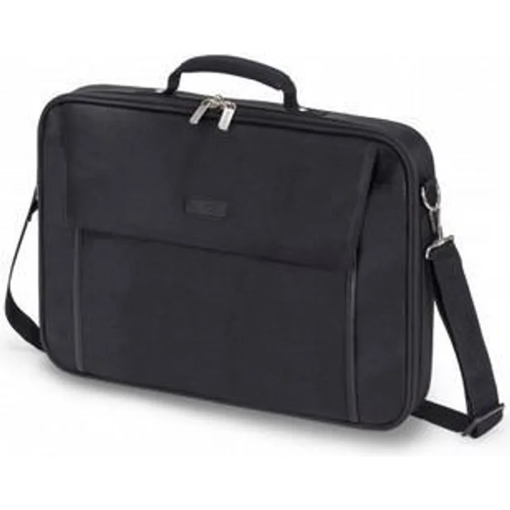 Dicota Multi 15–17,3 Zoll BASE Umhängetasche für Laptop, Computer und Tablet, Leichtgewichtige Aufklappbare Clamshell-Laptoptasche, Schwarz