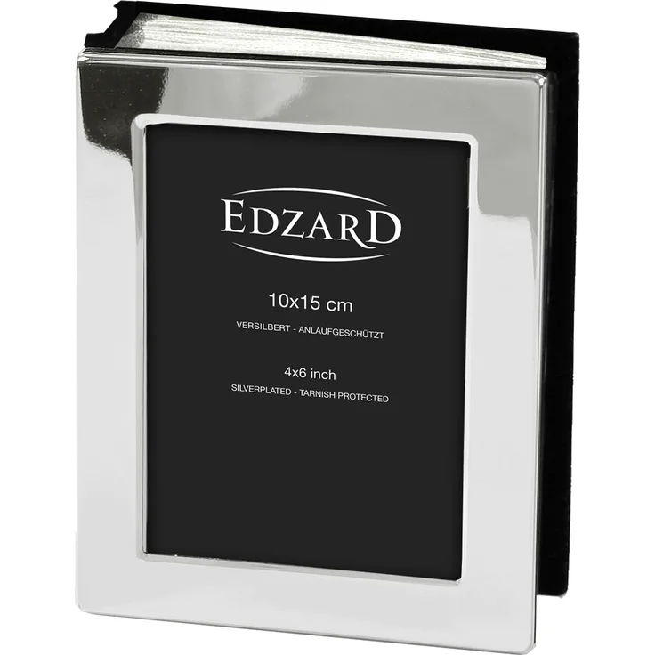 EDZARD Fotoalbum Album Lugano für 100 Fotos 10 x 15 cm, edel versilbert, anlaufgeschützt