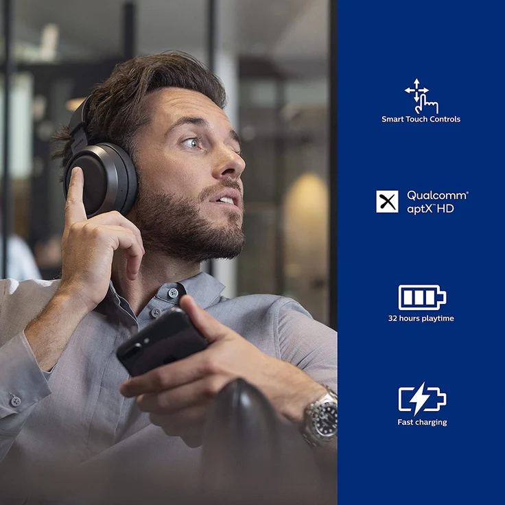 Philips Fidelio L3 Over-Ear-Kopfhörer mit Noise Cancelling, Bluetooth, Premium-Design, schwarz – Bild 3