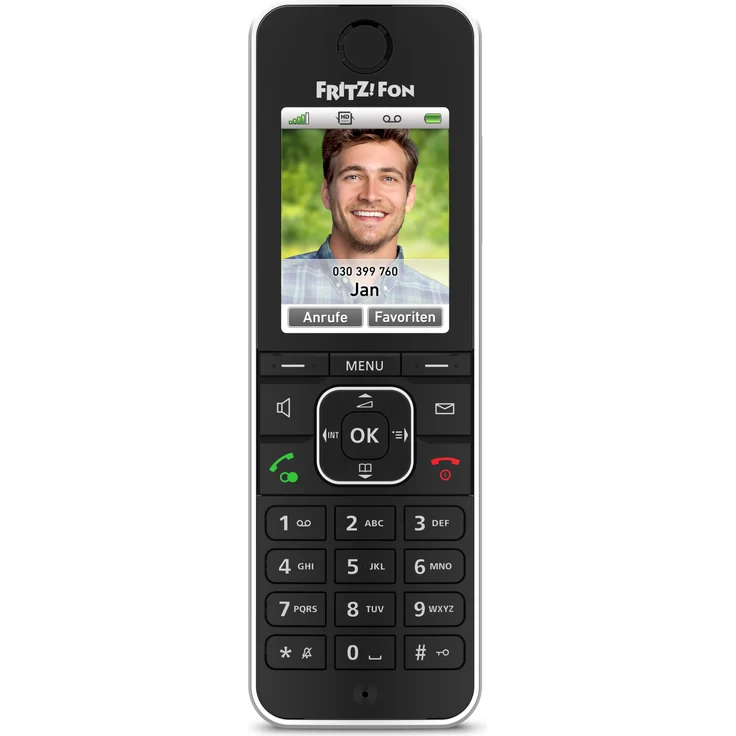 AVM FRITZ!Fon C6 Black, DECT-Komforttelefon (hochwertiges Farbdisplay, HD-Telefonie, Internet-/Komfortdienste, Steuerung FRITZ!Box-Funktionen), VoIP-Telefon, schwarz – Bild 1