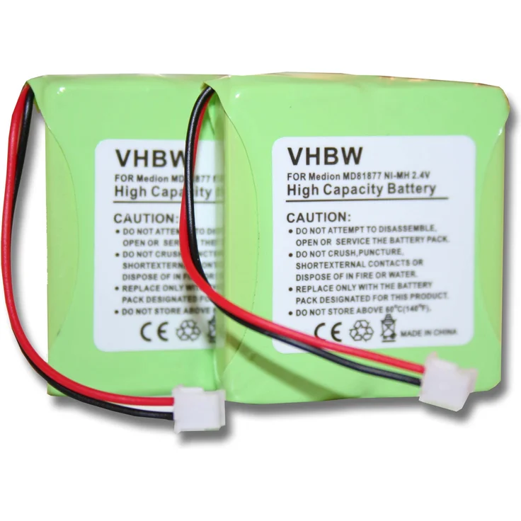 vhbw 2x NiMH Akku Set 600mAh (2.4V) für schnurlos Festnetz Telefon Medion Life S63006, S63008, S63022, Slim 500, X680 wie 5M702BMX, GP0827, GPHP70-R05 – Bild 1
