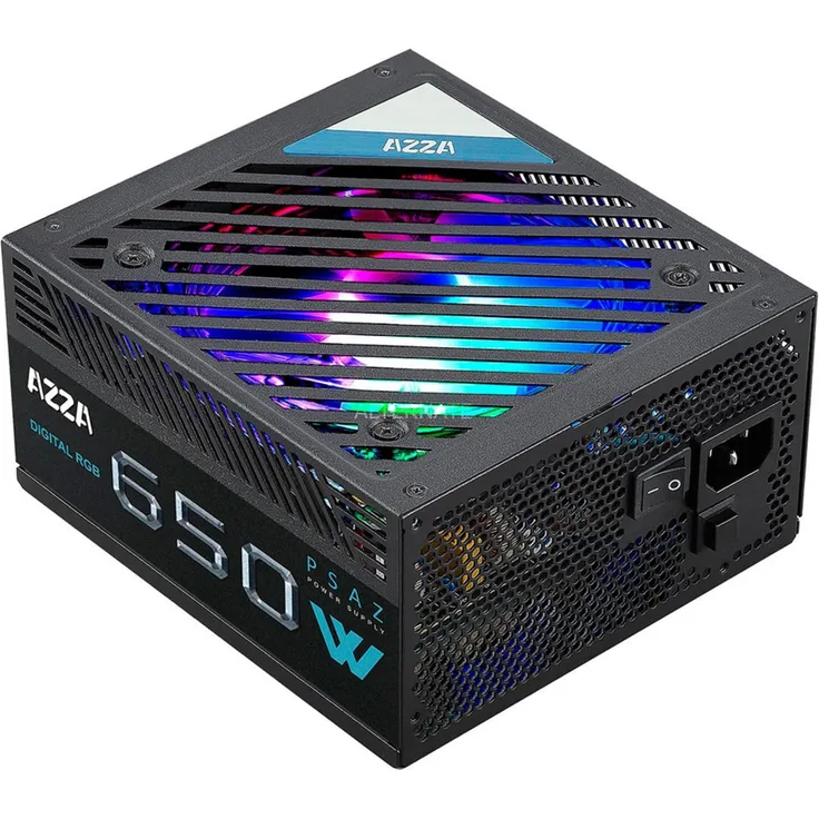 ATX Netzteil AZZA PSAZ 650W 80Plus Bronze 12cm LED RGB Lüfter, schwarz, 2x PCIe