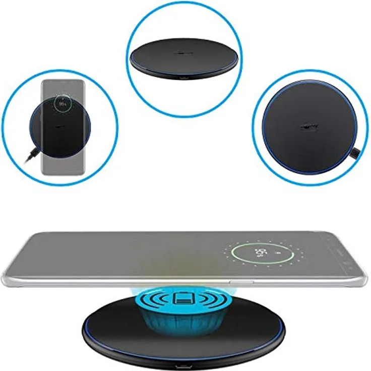 Wentronic goobay Fast Wireless Charger - Drahtlose Ladematte - 10 Watt - 1,2 A - Quick-Charge - Schwarz (45655)