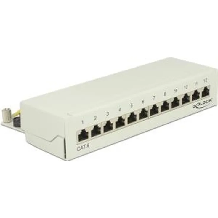 DeLock Desktop Patchpanel 12 Port Cat.6 grau