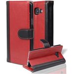 cadorabo Hülle für Samsung Galaxy A5 2016, Hülle in ROT SCHWARZ Handyhülle mit Standfunktion und Kartenfach im zweifarbigen Design, Case Cover Schutzhülle Etui Tasche Book