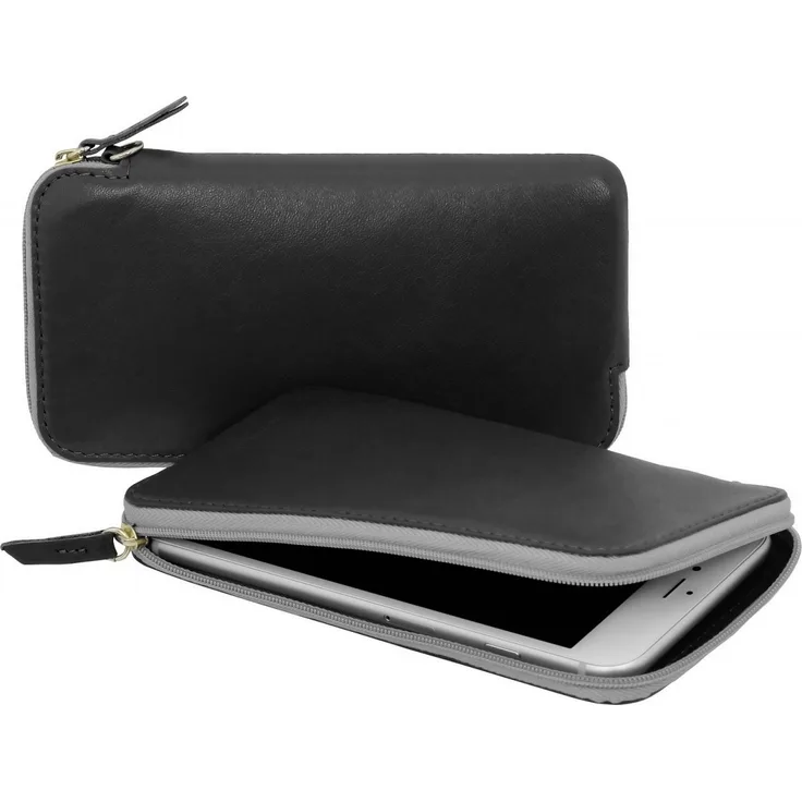 StilGut Handytasche aus Leder mit Reißverschluss für iPhone 7, iPhone 6s, Samsung Galaxy S6 (edge), Sony Xperia Z3 Compact, Lumia 550, OnePlus X etc.
