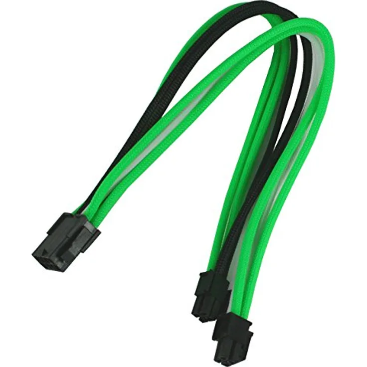 Nanoxia 900900520 8-Pin EPS Verlängerungskabel, 30 cm, Grün-Weiß-Schwarzer Einzelsleeve