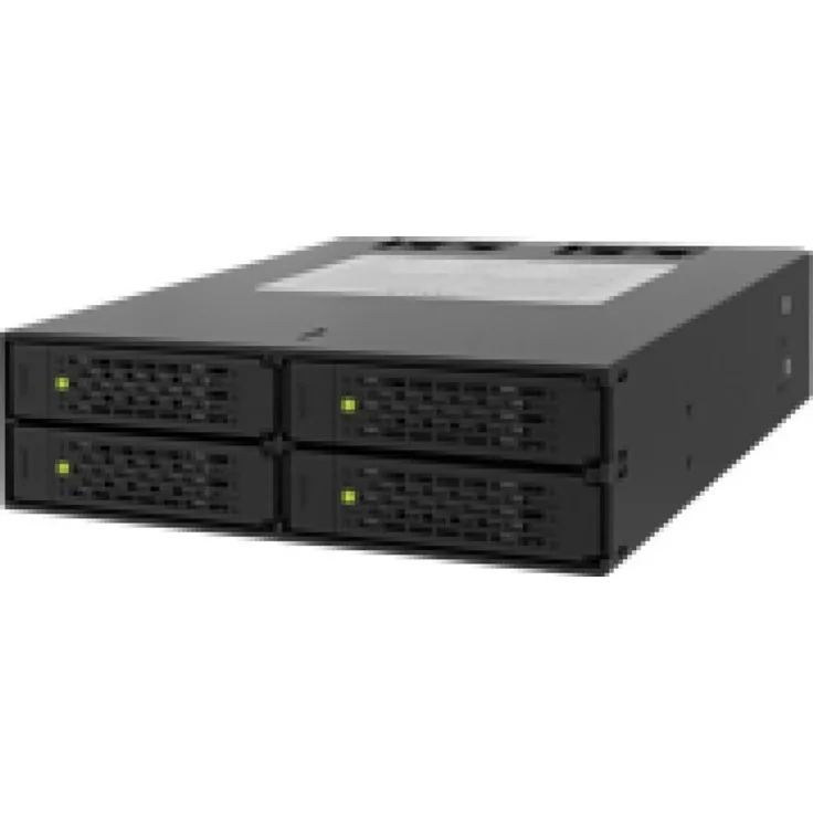ICY DOCK Wechselrahmen für 4X 2,5 Zoll (6,4cm) SATA SSD-HDD in 1x 5,25 Zoll (13,3cm) - Vollmetall ToughArmor MB994SP-4SB-1