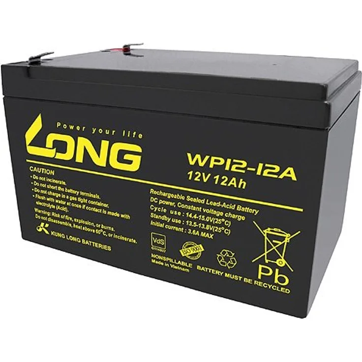 Kung Long WP12-12, 12Volt, 12Ah VDS G100036, Faston 6,3mm