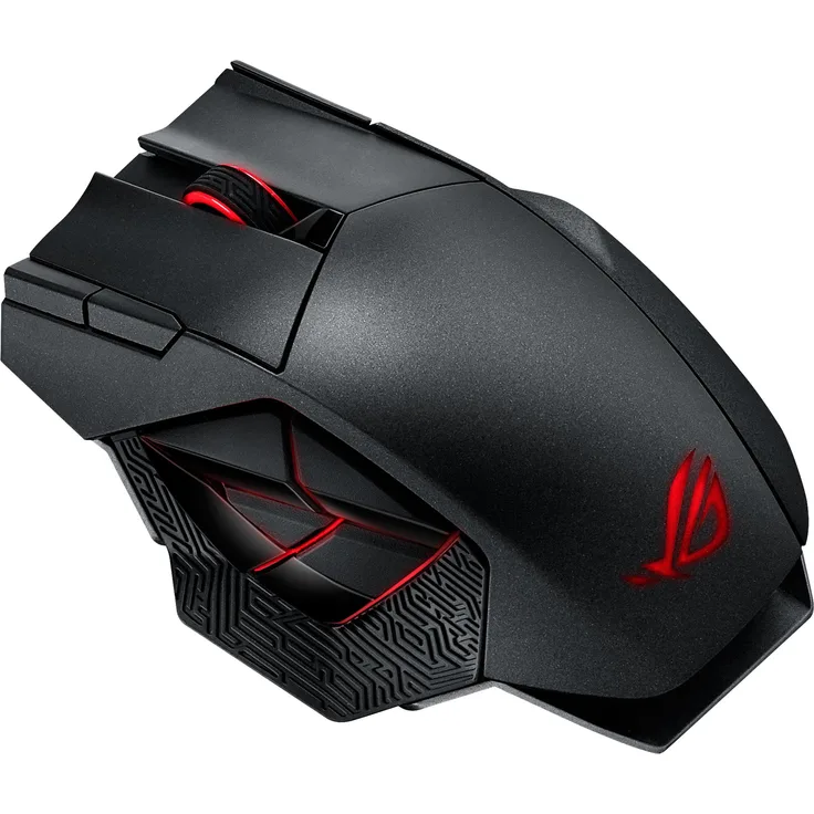Asus ROG Spatha Gaming Maus (8.200 DPI, 12 programmierbare Tasten, kabelgebunden und kabellos nutzbar) schwarz-rot
