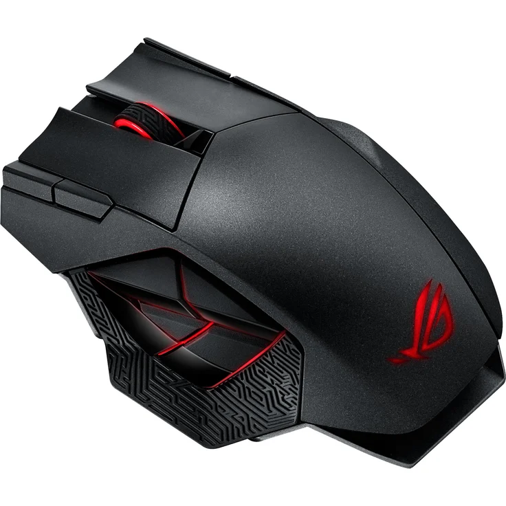Asus ROG Spatha Gaming Maus (8.200 DPI, 12 programmierbare Tasten, kabelgebunden und kabellos nutzbar) schwarz-rot – Bild 1