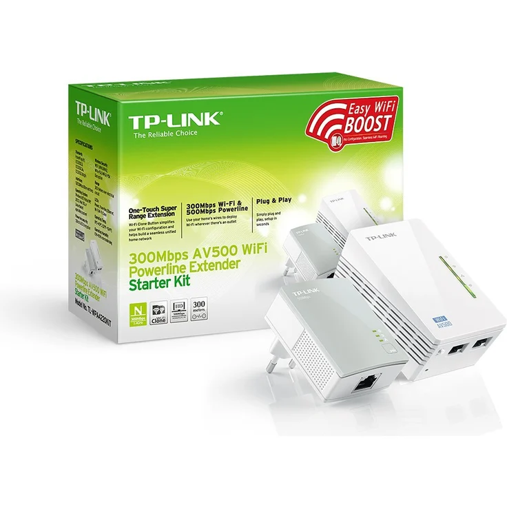 TP-Link TL-WPA4220 KIT AV600 WLAN N300 WiFi Powerline (max. 600Mbit-s Powerline, max. 300Mbit-s WLAN 2,4GHz , Plug und Play, kompatibel zu allen Powerline Adaptern, 2er Set) weiß – Bild 2
