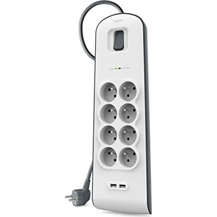 Belkin BSV804ca2M - Spannungsschutz (900 J, 8 AC-Ausgänge, 2 m, Weiß)