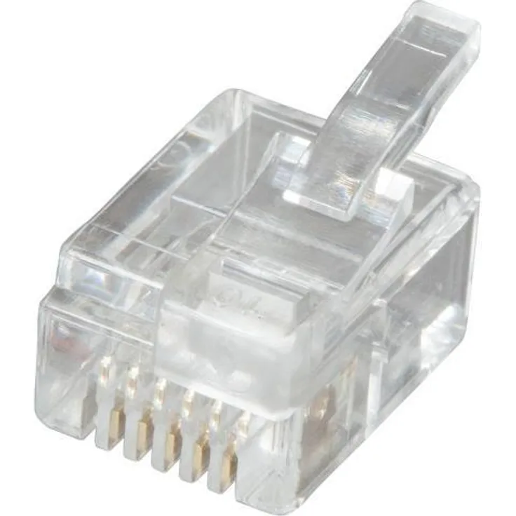 EFB-Elektronik GmbH Modular-Stecker DEC UTP, E-MO 6/6 SF, 100 Stück, RJ-Westernstecker ungeschirmt DEC 6P6C. Für Flachkabel, Geeignete Handzange für RJ10/RJ11/RJ12/RJ45: Art.-Nr. E-MUC410 ,Geeignete Handzange für RJ69: Art.-Nr. 39945.2 (37542)