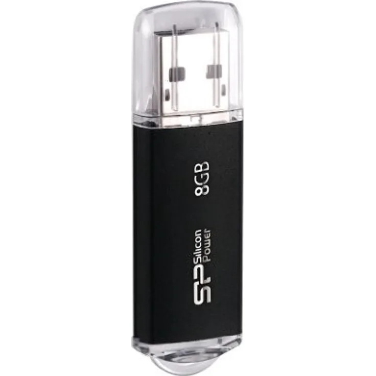 SILICON POWER Ultima-II USB-Stick 8GB black - USB 2.0 LED Aktivitaetsanzeige 8GB schwarz Alugehaeuse kratzfest keine Fingerabdruecke
