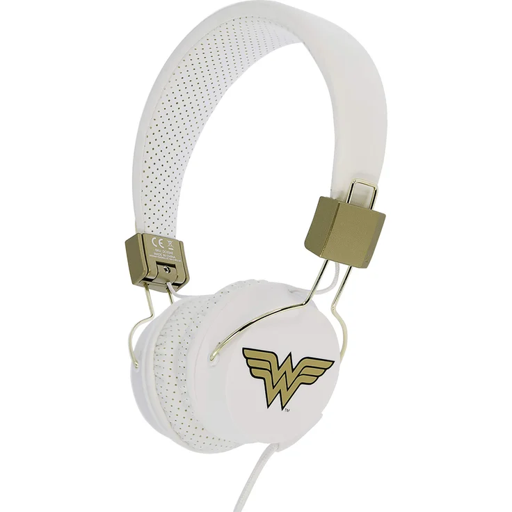 OTL Technologies TWEEN Kinder Kopfhörer Wonder Woman (faltbar, gepolsterte Bügel, buntes DC Design, für Jungen und Mädchen) Weiß-Gold – Bild 1