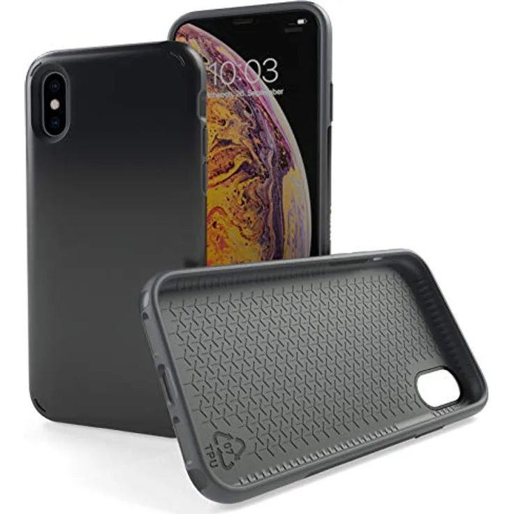 KMP GreenNu Handyhülle für iPhone XS - schwarz - robuste Hülle für Outdoor & Sport - Case, Bumper