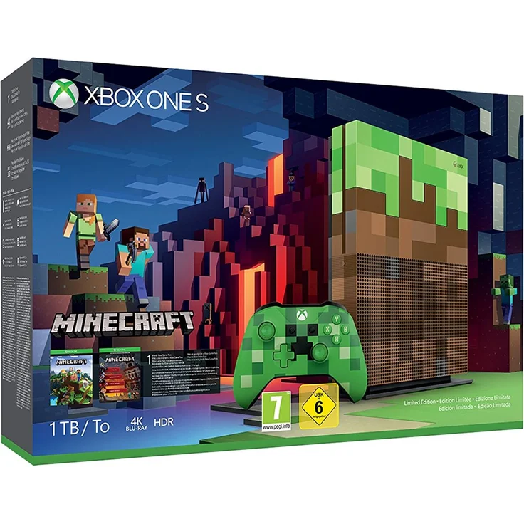 Microsoft Xbox One S Minecraft Limited Edition Baun Grün 1TB Bundle inkl. Minecraft – Bild 1