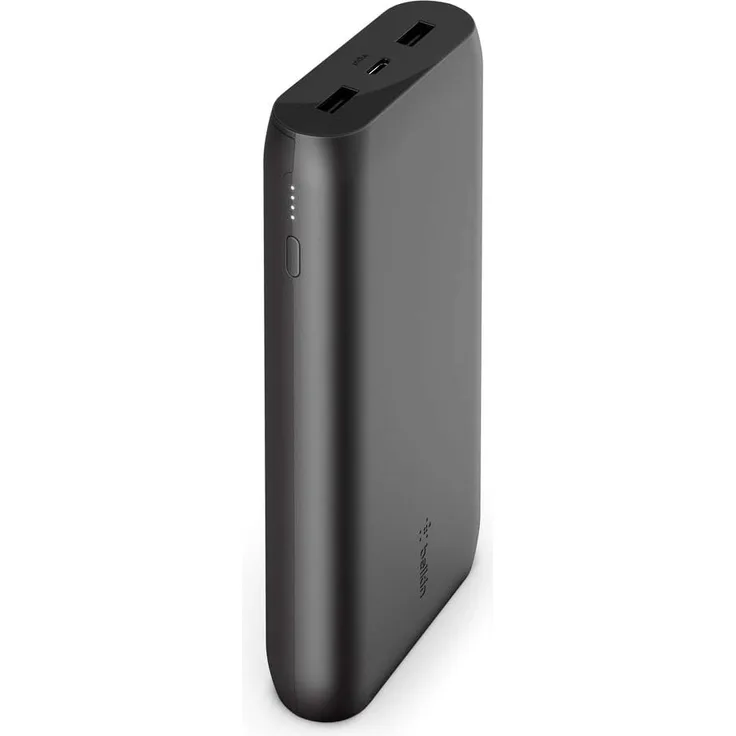 Belkin Powerbank, portables Ladegerät, 20K, portabler Akkupack mit 2 USB-Anschlüssen, 20000 mAh Kapazität, für iPhone, iPad, AirPods und andere Geräte, schwarz
