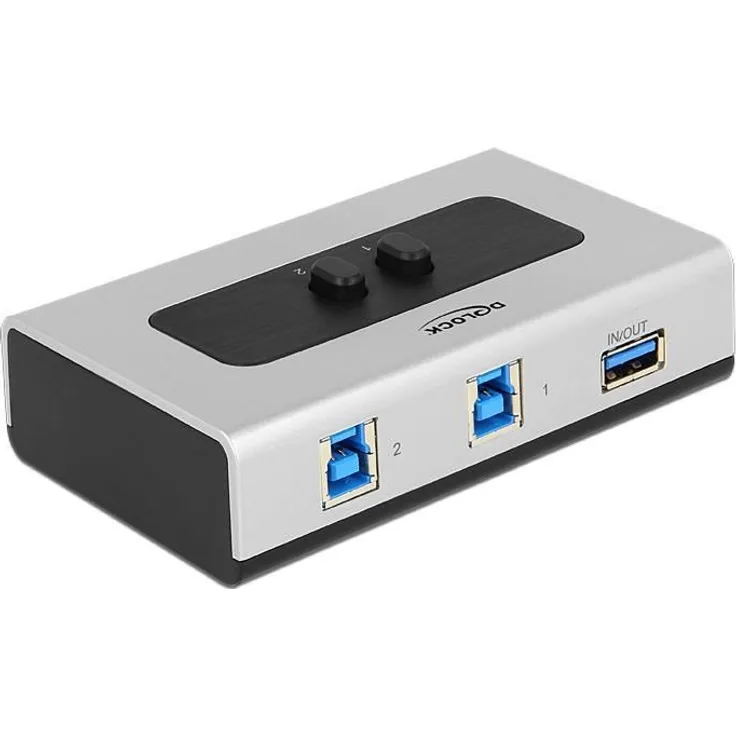 DeLock Switch USB3.0 2 port manual bidirectional - USB-Umschalter für die gemeinsame Nutzung von Peripheriegeräten - 2 x SuperSpeed USB3.0 - Desktop (87667)