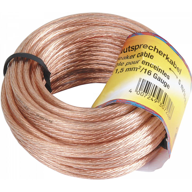 Hama Lautsprecherkabel, 2x 1,5 mm², 10 m, Transparent