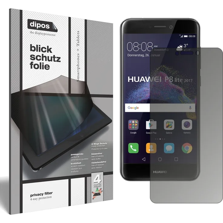 Huawei P8 Lite 2017 Schutzfolie Blickschutzfolie - Privacy Filter Displayschutzfolie mit AntiReflex Effekt