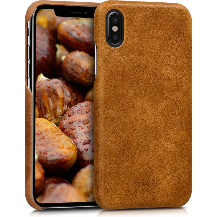 kalibri Echtlederhülle für Apple iPhone X Cognac