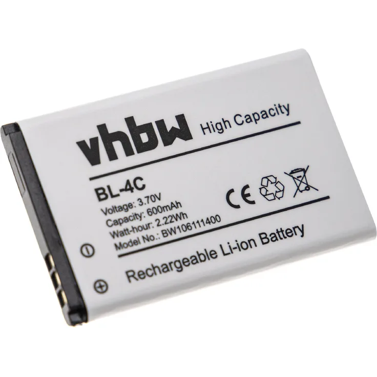 VHBW Akku kompatibel mit Brondi Amico Ramos, Amico Semplice +, Amico Sicuro +, Fox, President Handy Smartphone Telefon (600mAh, 3,7V, Li-Ion)