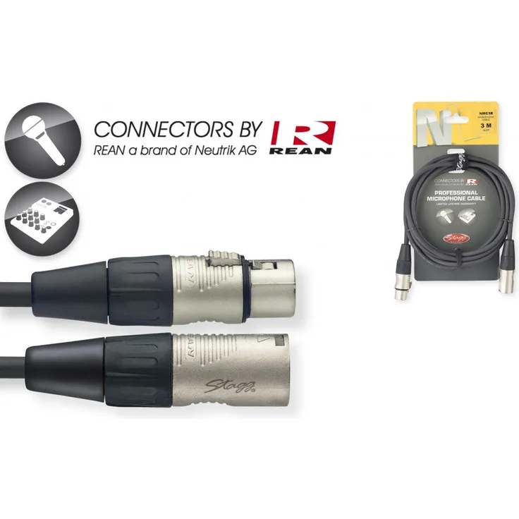 Stagg NMC3R N Serie Mikrofonkabel - XLR Männlich-Weiblich XLR 3 m