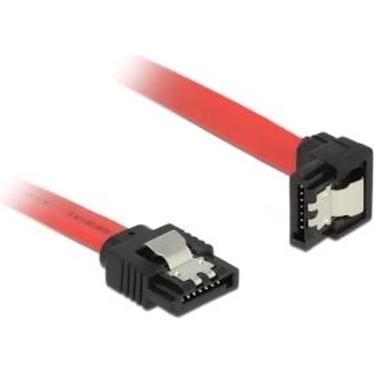 DeLOCK - SATA-Kabel - Serial ATA 150/300/600 - 7-poliges SATA (M) - 7-poliges SATA (M) - 70cm - 90-Grad-Anschluss, verriegelt - Rot (83980)