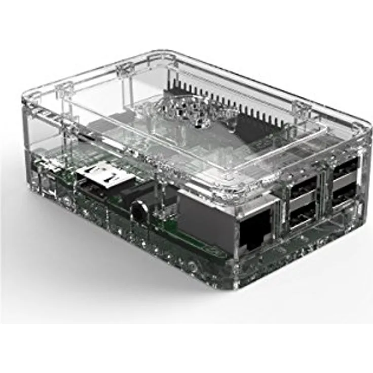 Raspberry Pi Gehäuse (OneNineDesign) für Raspberry Pi 3, Pi 2 und Raspberry Pi Model B+, belüftet, transparent