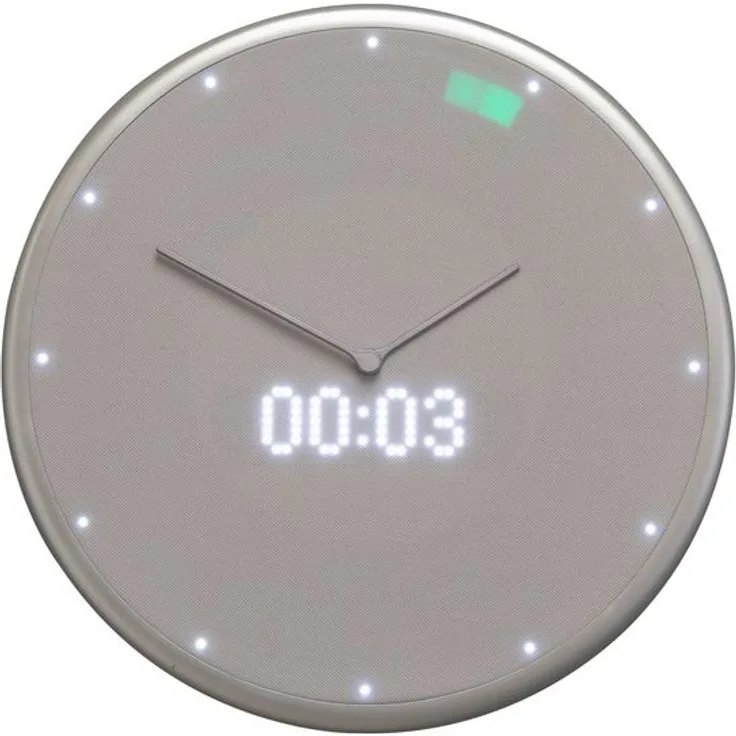 Glance Clock, smarte Wanduhr mit LED-Display, silber